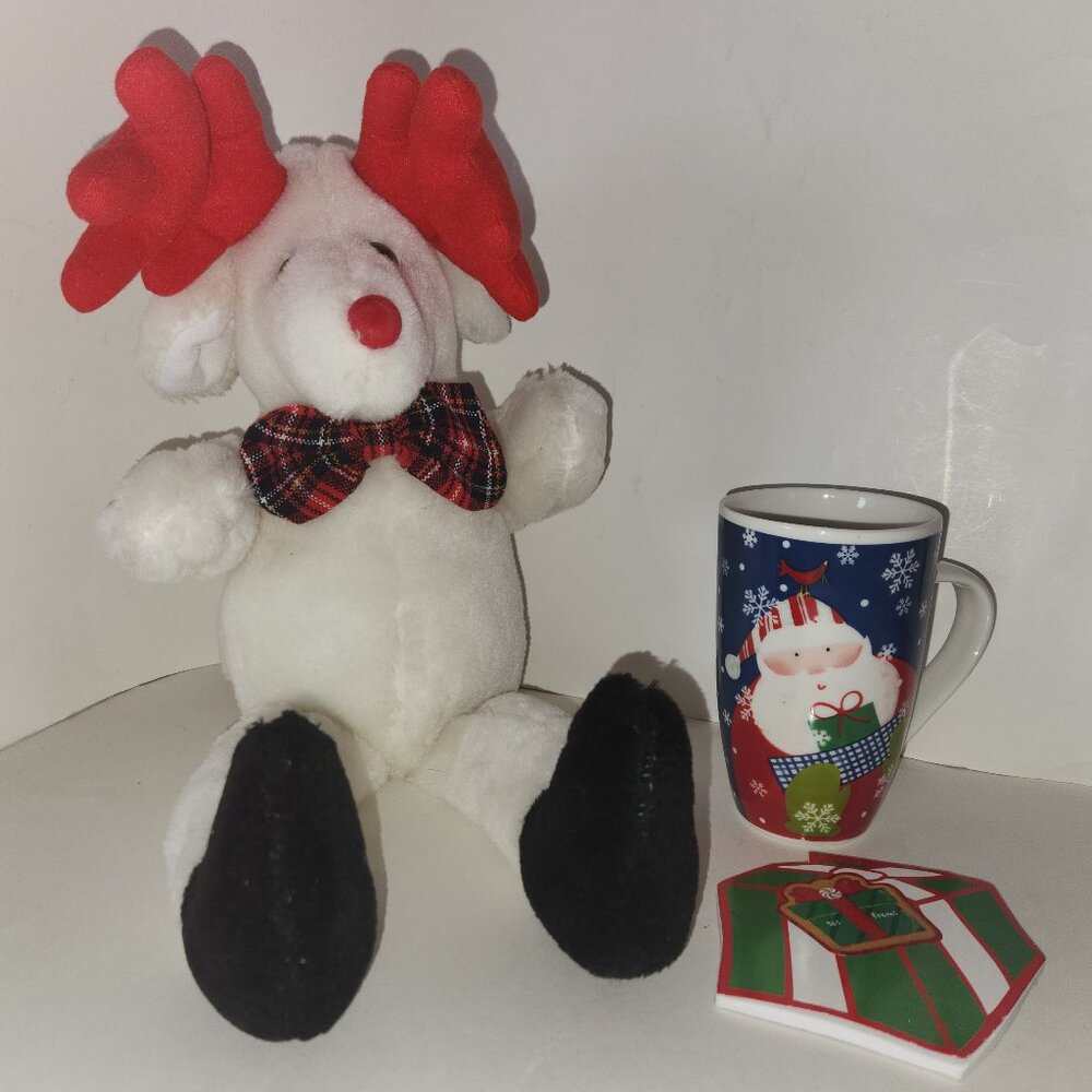 Reindeer Stuffed Animal, Santa Mug, Small Notepad